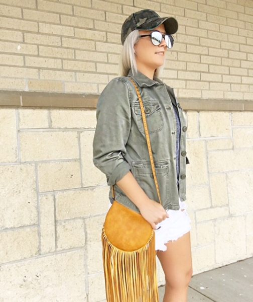 olive green and rust outfit