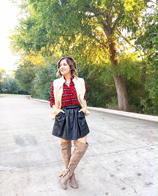 Plaid + Leather for the Holidays | KingdomofSequins